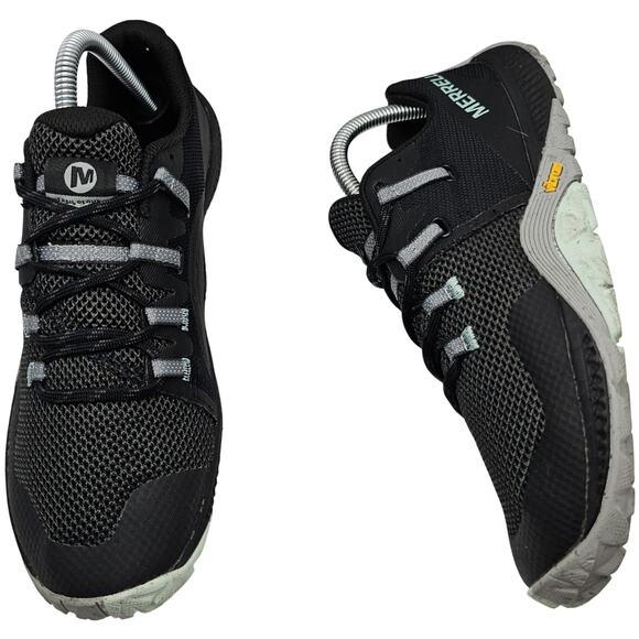 Merrel Barefoot Trail Glove 6 Vibram Black Blue Womens 9.5 Shoes J135384 - Picture 2 of 11